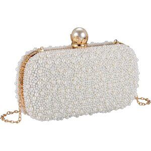 Women Silver Evening Small Clutch Crossbody Handbag Full Beaded Parits Prom